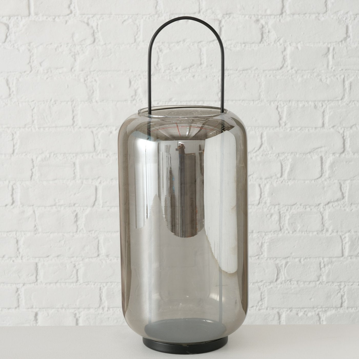 Windlicht Meryse, Rund, H 50,00cm, Eisen lackiert,Glas lackiert, Einfarbig