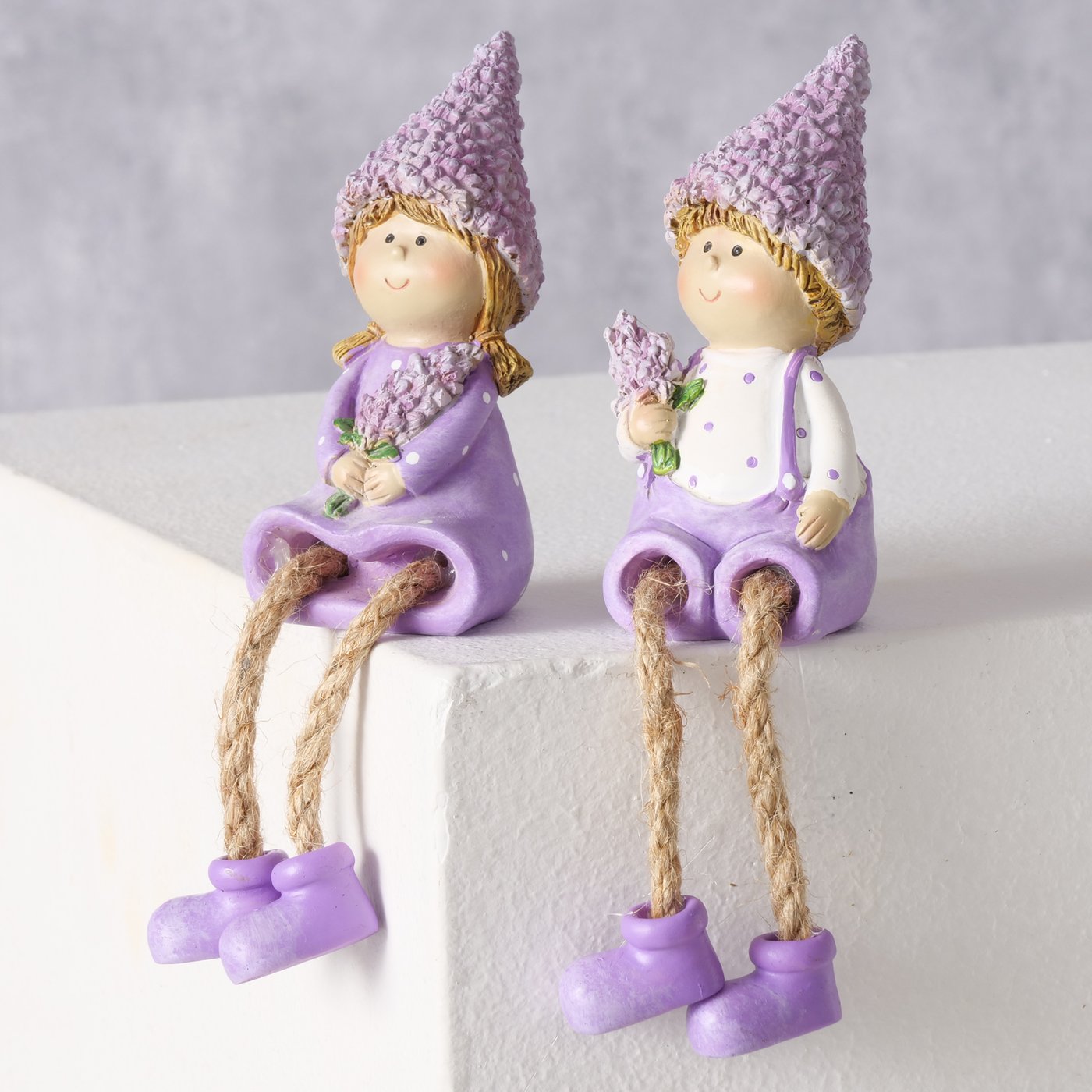 Kantenhocker Lavander,2 sort.,Kinder, H 10,00 cm, Kunstharz, llila,weiß