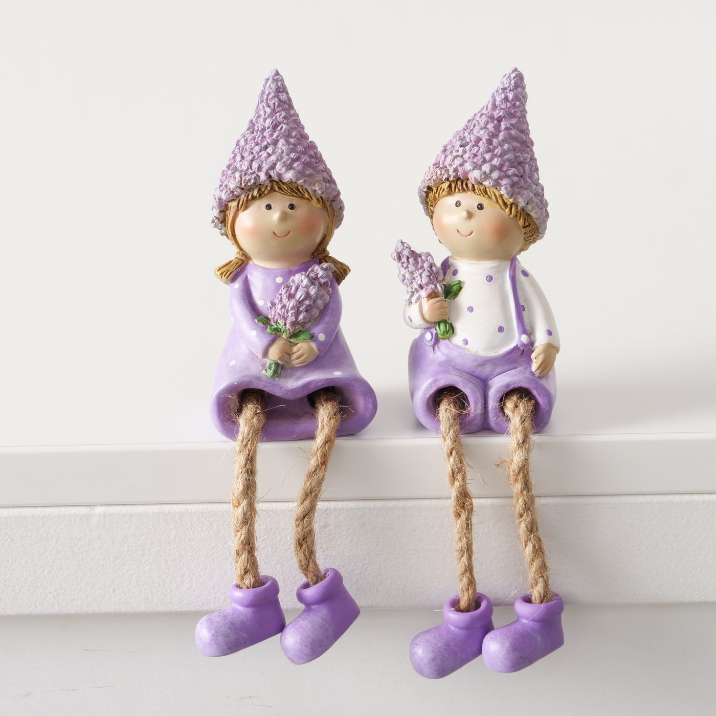Kantenhocker Lavander,2 sort.,Kinder, H 10,00 cm, Kunstharz, llila,weiß