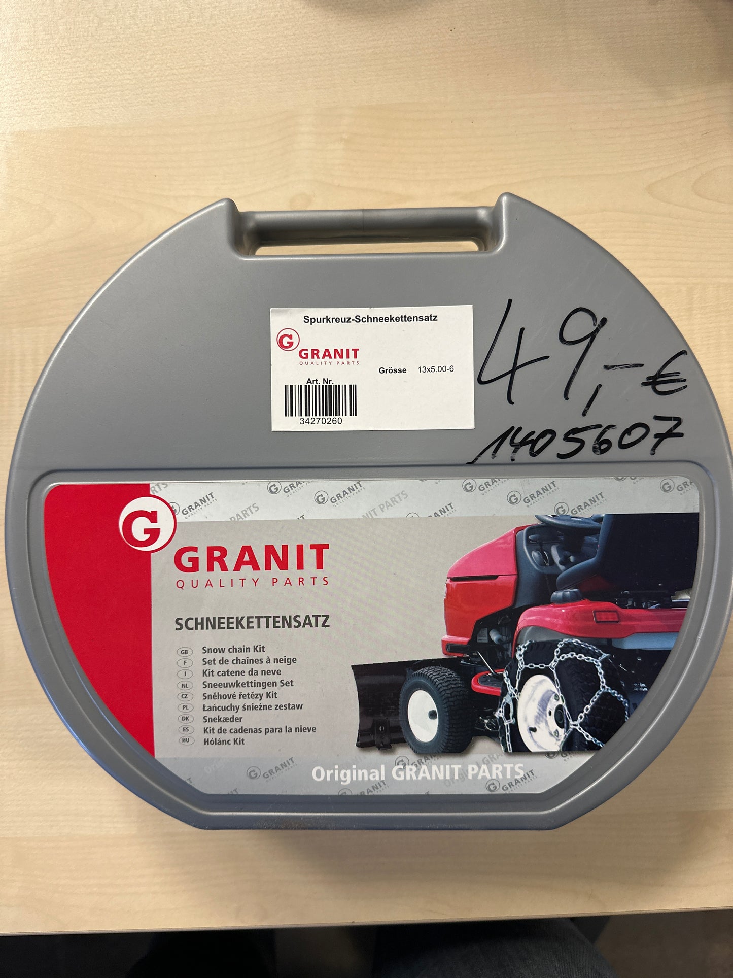 Schneeketten "Granit" 13 x 5.00-6 für Rasentraktor oder Ryder
