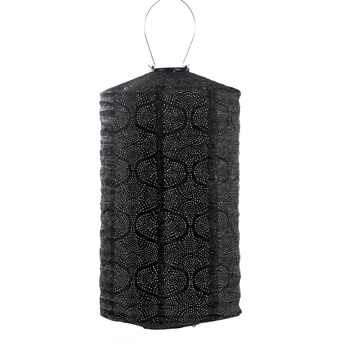 Laterne Tigres Zylinder - 28 cm - Schwarz