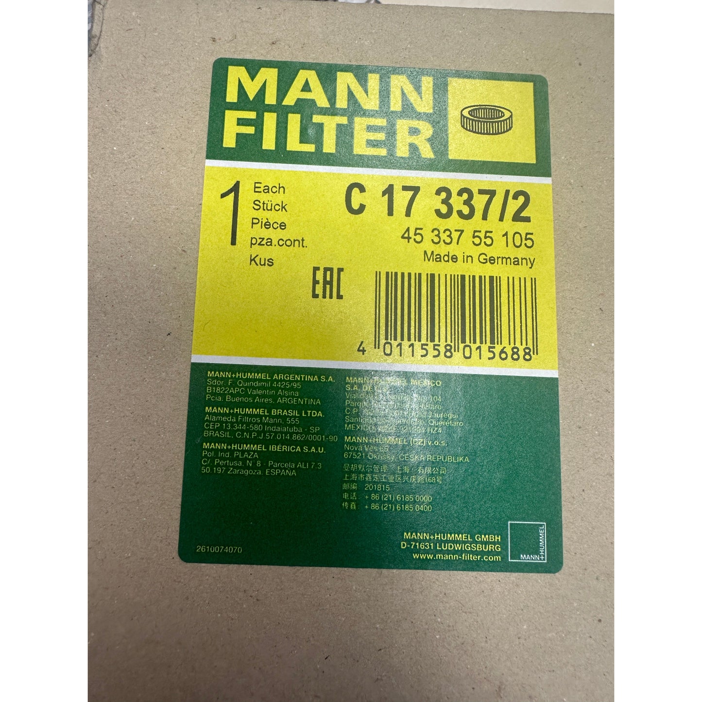 MANN FILTER C17 337/2