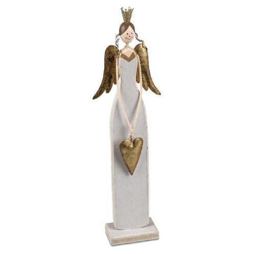 Engel m.Herz 30 Holz creme-gold