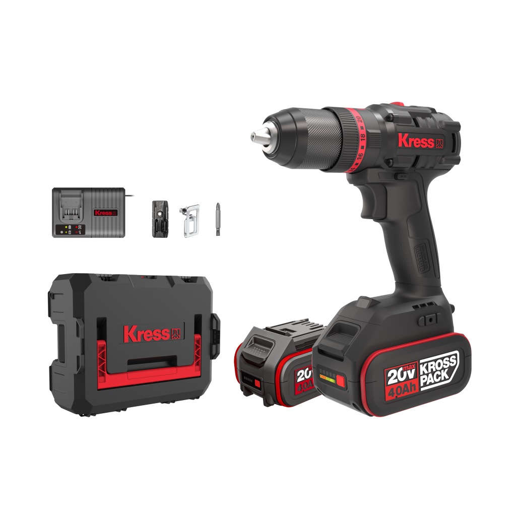 Kress KUC30 20V Akku Schlagbohrschrauber 60Nm mit 2x 4.0Ah Akku & Stapelbox