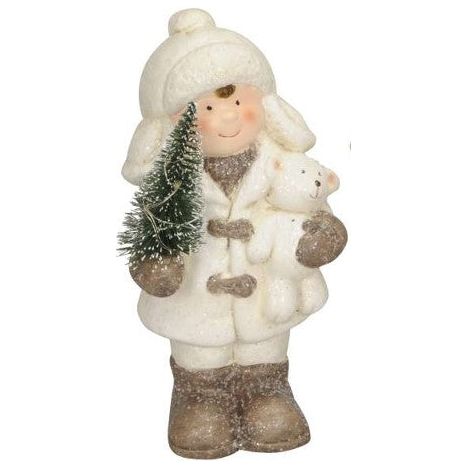 Winterkind mit LED Tannenbaum