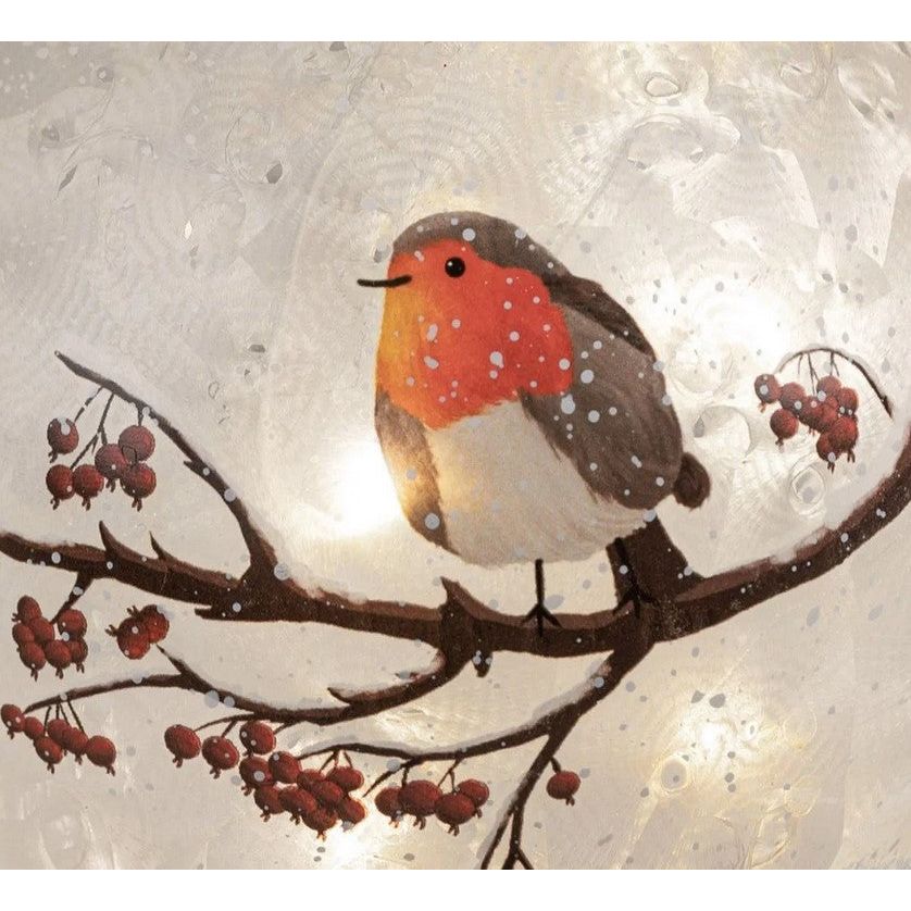 LED Deko Kugel WINTERVOGEL zum stellen D. 10cm weiß aus Glas Formano W24