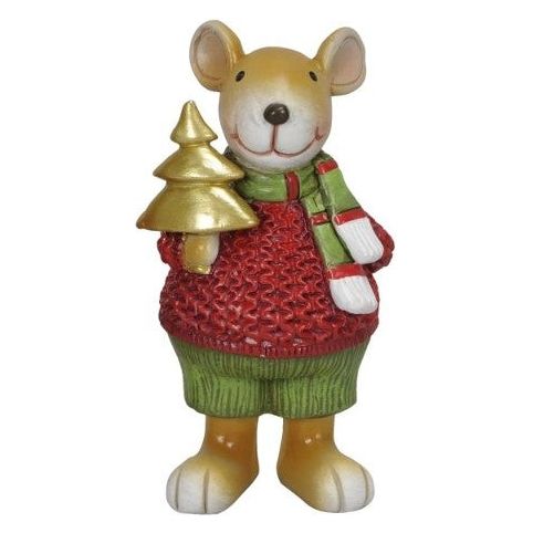 Deko Figur Maus rot und grün Mann und Frau für Weihnachten