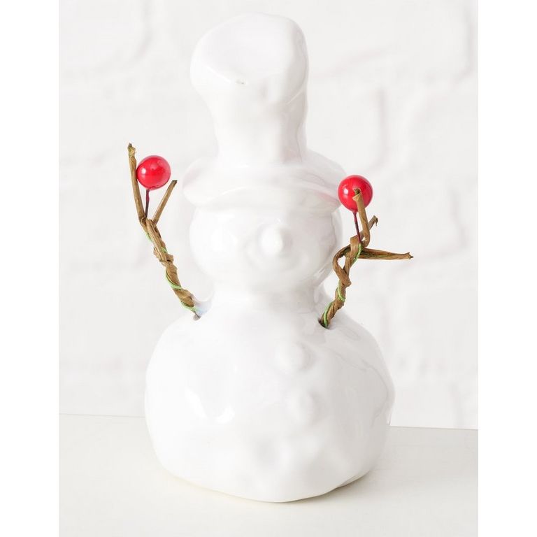 Figur Olaf Schneemann H 14cm, Papier, Eisen,Steingut,Polyethylen,Rot,Weiß