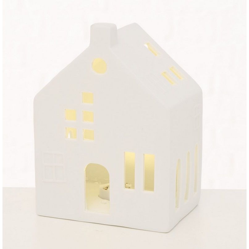 Dekoaufsteller Hygga,Haus,LED,H14 cm Porzellan