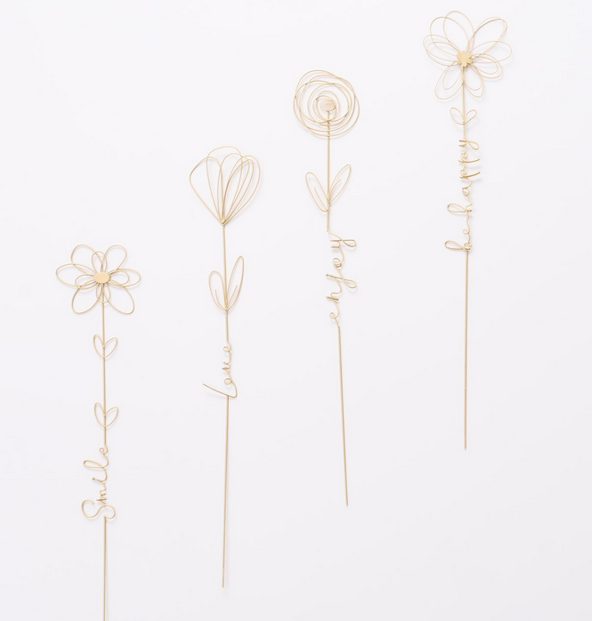 Topfstecker Davina, 4 sort.,Blume, H 64,50 cm, Eisen pulverbeschichtet, Metallic