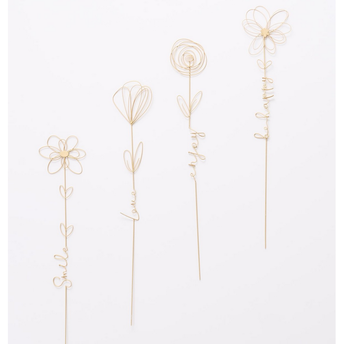 Topfstecker Davina, 4 sort.,Blume, H 64,50 cm, Eisen pulverbeschichtet, Metallic