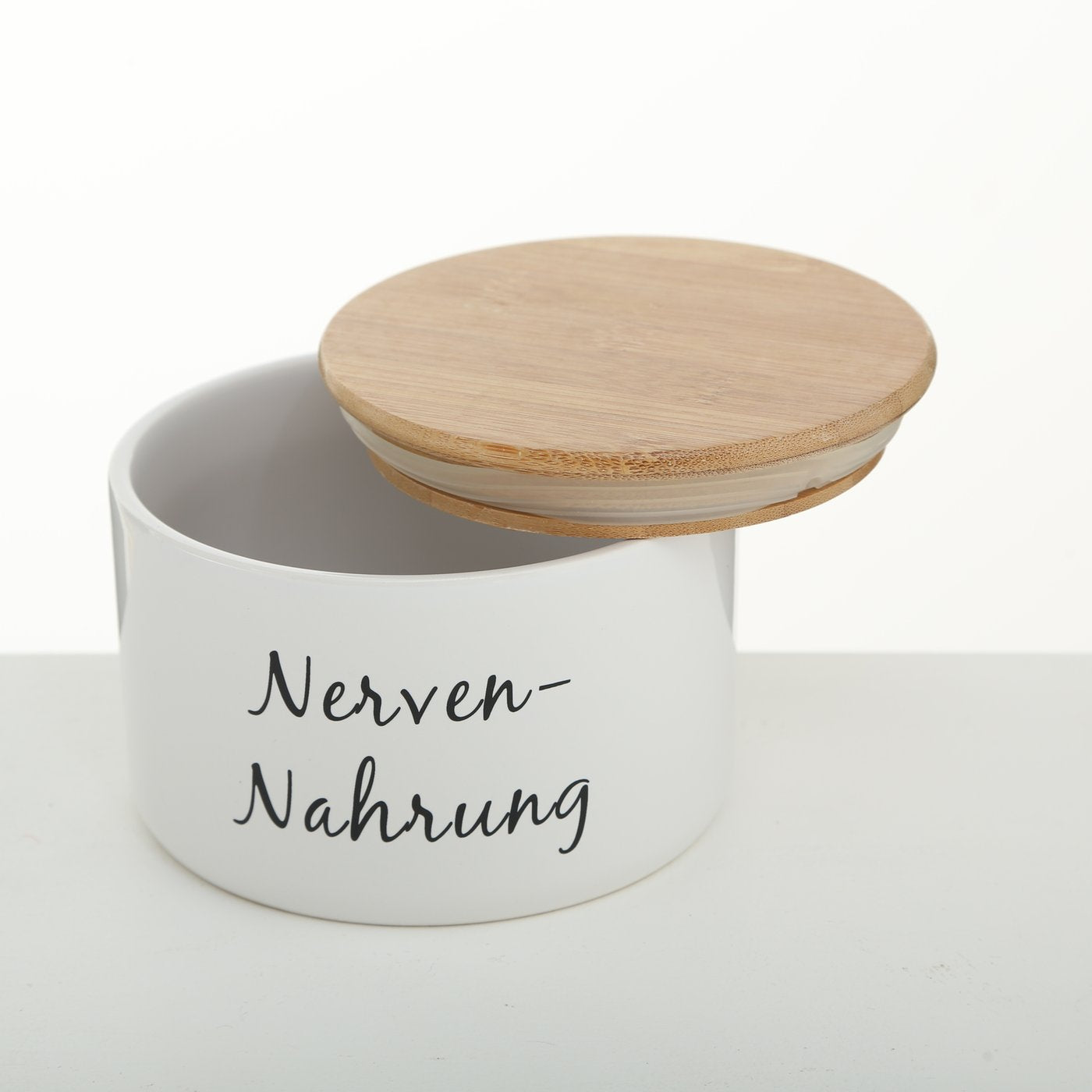 Vorratsdose Funny, 2er Set mit Spruch Holz / Keramik