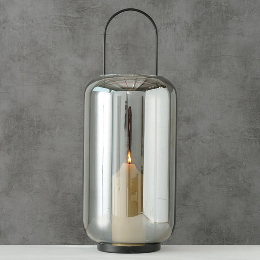 Windlicht Meryse, Rund, H 50,00cm, Eisen lackiert,Glas lackiert, Einfarbig 