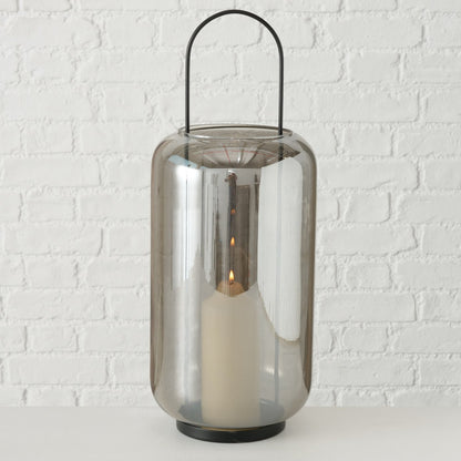 Windlicht Meryse, Rund, H 50,00cm, Eisen lackiert,Glas lackiert, Einfarbig 