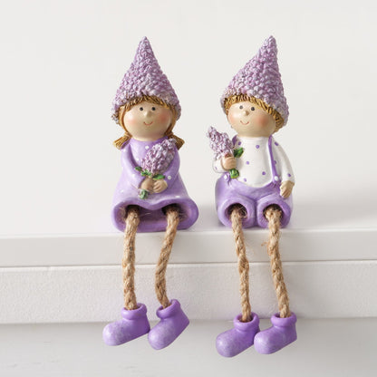 Kantenhocker Lavander,2 sort.,Kinder, H 10,00 cm, Kunstharz, llila,weiß 