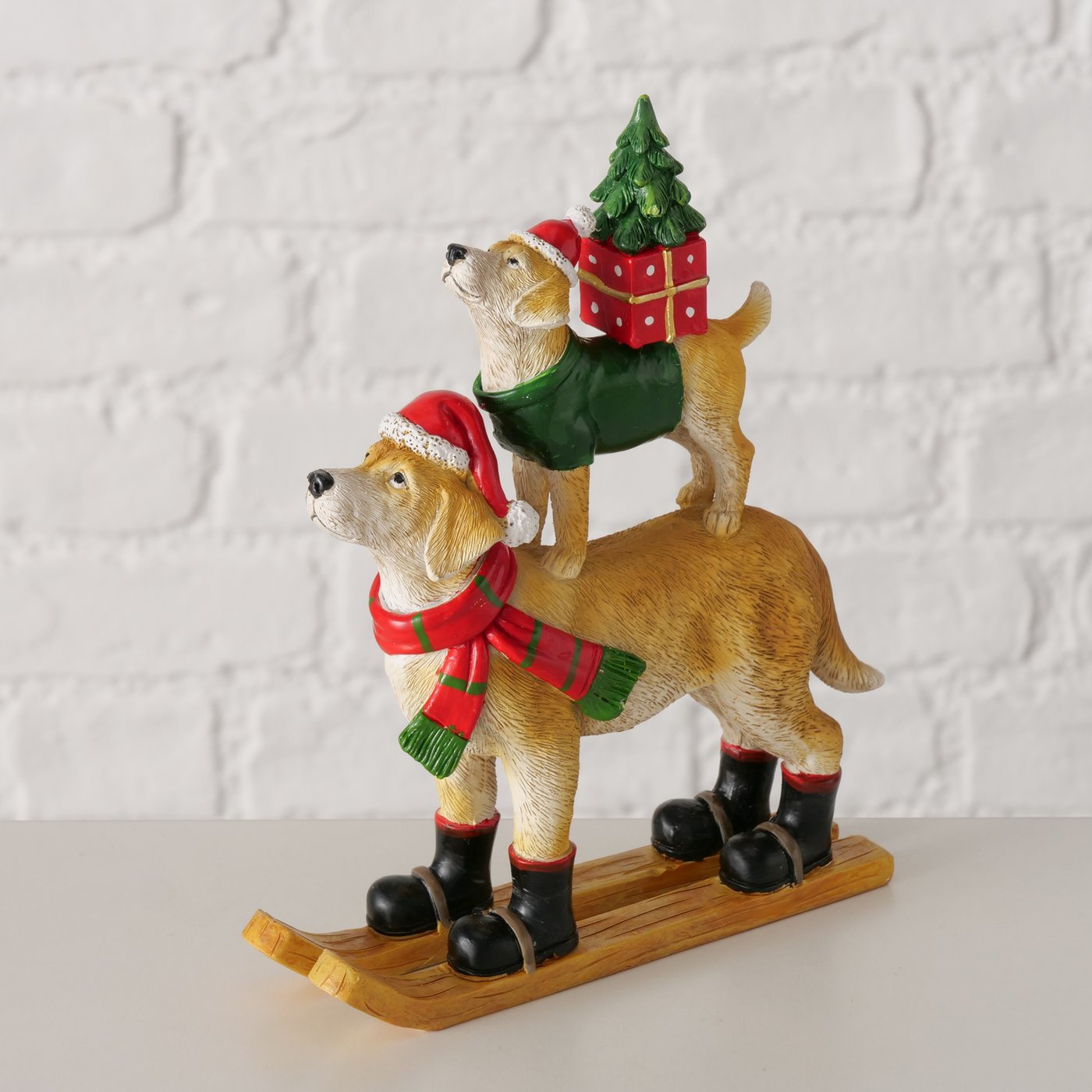 Weihnachtsfigur Hunde "Wummy" auf Schlitten