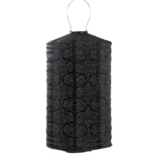 Laterne Tigres Zylinder - 28 cm - Schwarz