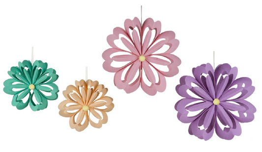 Deko Anhänger "Blüte " 3D aus Filz in 4 Farben 