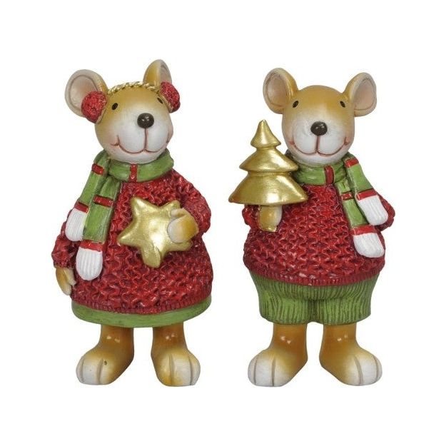 Deko Maus rot und grün Mann und Frau