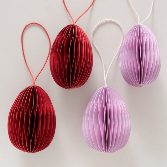 Dekoanhänger Ei "Eggo" 4 tlg. in Rosa und rot