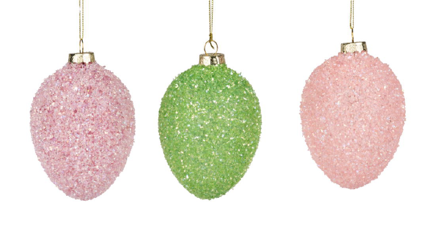 Dekoanhänger Osterei "Frühlingszeit" Glas in 3 Farben 9 cm