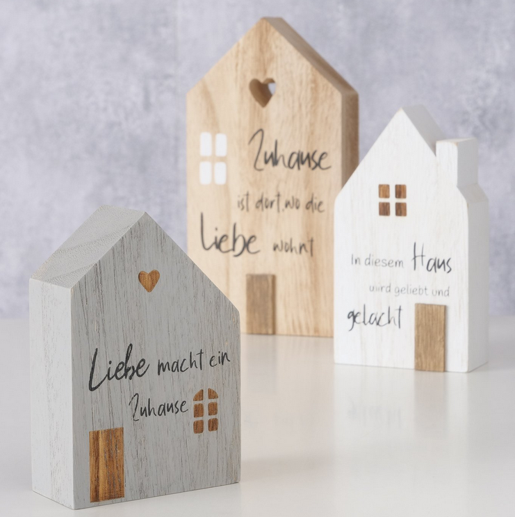 Dekoaufsteller "Mein Haus" 3tgl. Holz Shabby Optik
