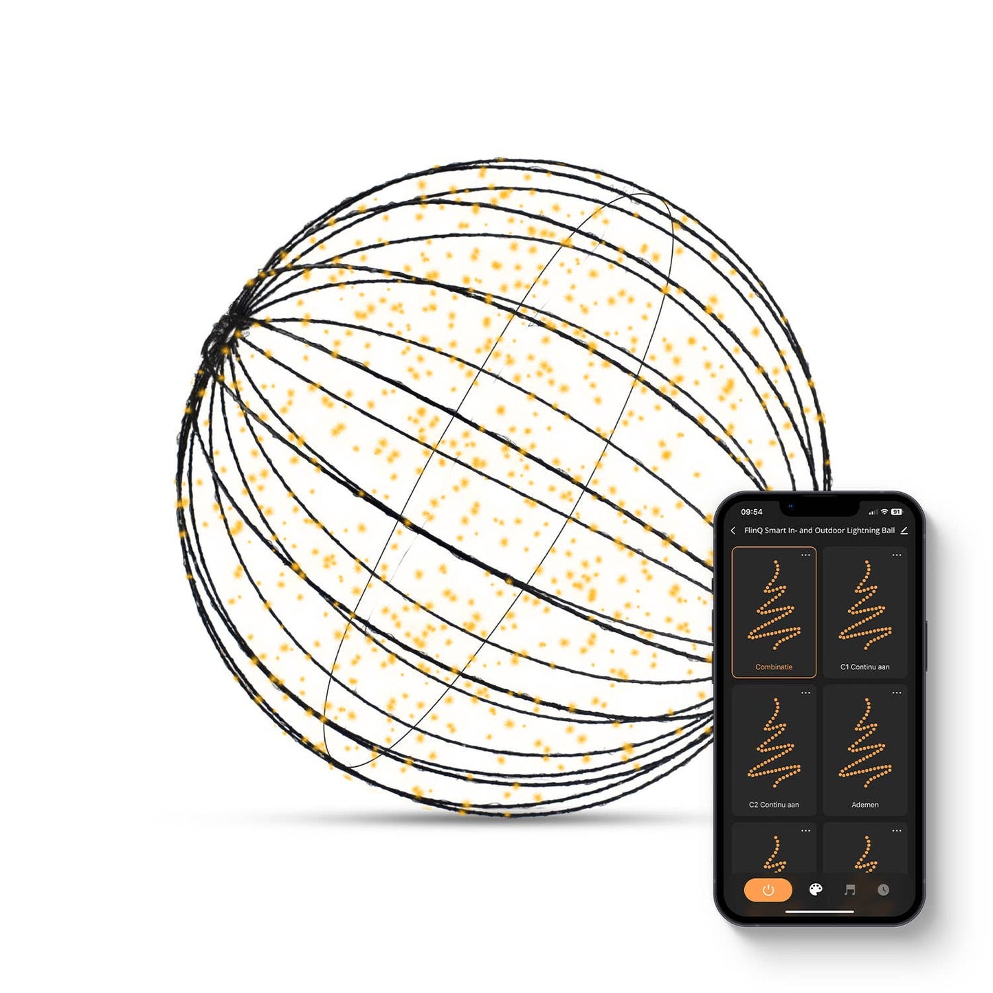 FlinQ Intelligente Glühbirne - Intelligente Lampen - Ø60CM - drinnen/draußen