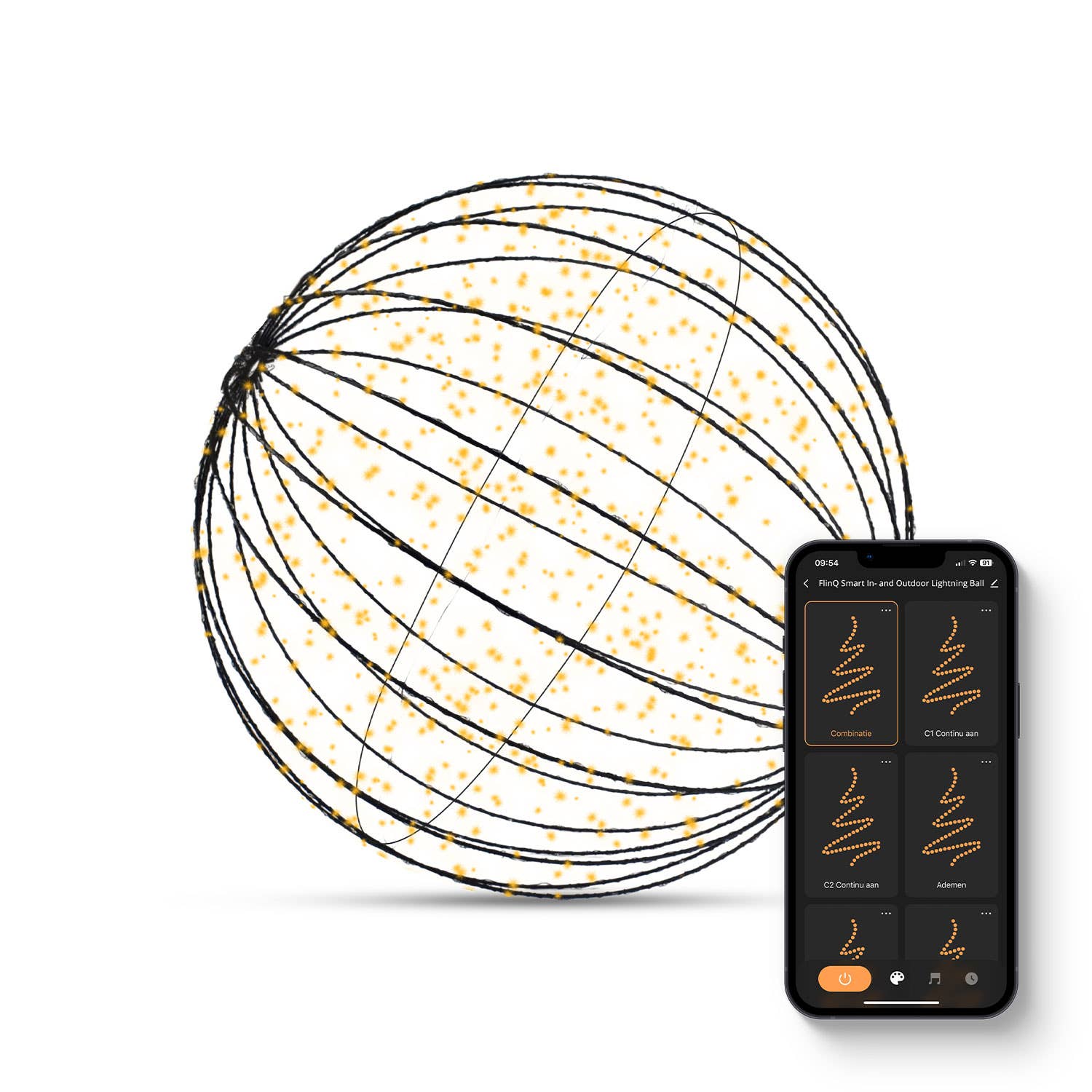 FlinQ Intelligente Glühbirne - Intelligente Lampen - Ø60CM - drinnen/draußen