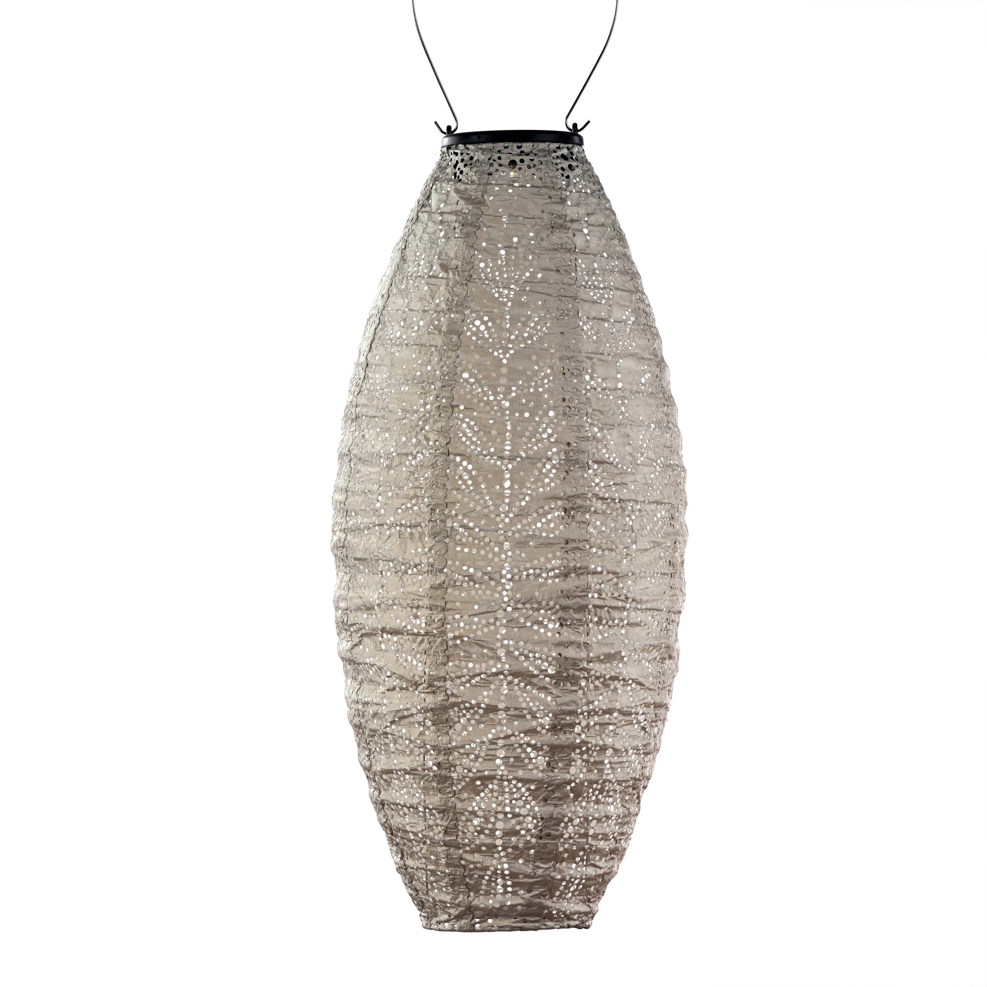 LUMIZ Laterne Folia, lang, oval, 20 cm, helltaupe
