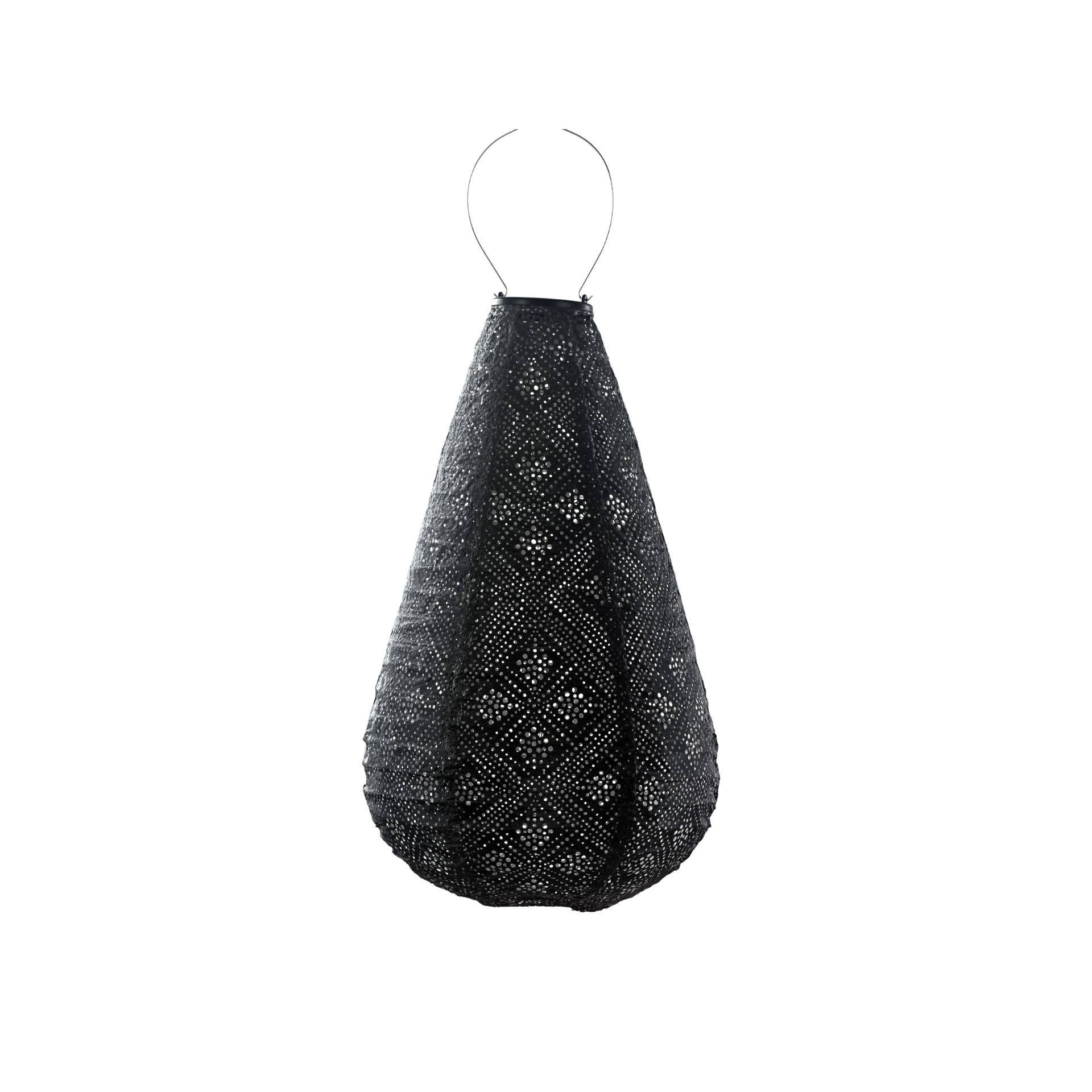 Lumiz Solar Laterne- Lang Oval - 20cm Laterne Topaze Drop - 28 cm - Dunkelgrau