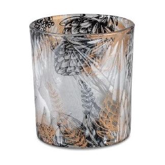 Windlicht Zapfen-Vintage 10cm und 13cm aus Farbglas mit Dekor und Ice-Optik