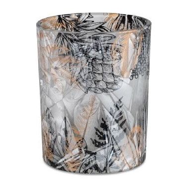 Windlicht Zapfen-Vintage 10cm und 13cm aus Farbglas mit Dekor und Ice-Optik