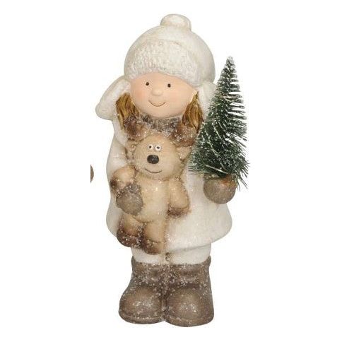 Winterkind mit LED Tannenbaum