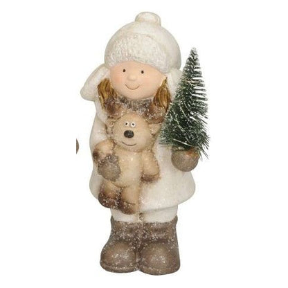 Winterkind mit LED Tannenbaum