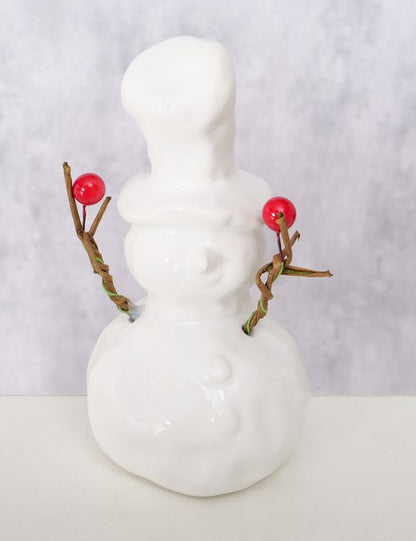 Figur Olaf Schneemann H 14cm, Papier, Eisen,Steingut,Polyethylen,Rot,Weiß