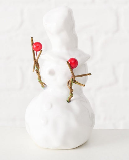 Figur Olaf Schneemann H 14cm, Papier, Eisen,Steingut,Polyethylen,Rot,Weiß