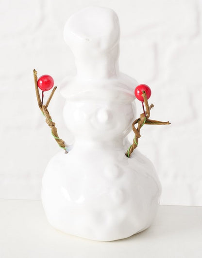 Figur Olaf Schneemann H 14cm, Papier, Eisen,Steingut,Polyethylen,Rot,Weiß