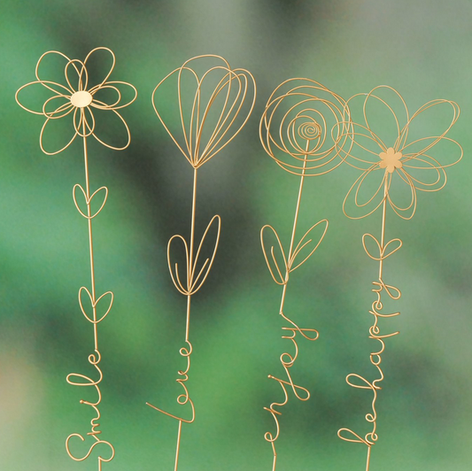 Topfstecker Davina, 4 sort.,Blume, H 64,50 cm, Eisen pulverbeschichtet, Metallic 