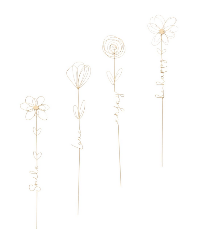 Topfstecker Davina, 4 sort.,Blume, H 64,50 cm, Eisen pulverbeschichtet, Metallic 