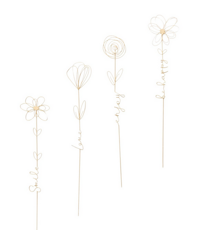Topfstecker Davina, 4 sort.,Blume, H 64,50 cm, Eisen pulverbeschichtet, Metallic 