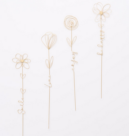 Topfstecker Davina, 4 sort.,Blume, H 64,50 cm, Eisen pulverbeschichtet, Metallic 