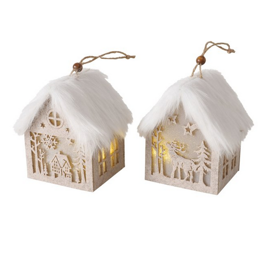 Dekoanhänger Ziya 2 sort.,Haus,LED.L10,00 cm H 10,5 cm 