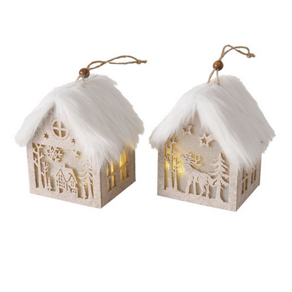 Dekoanhänger Ziya 2 sort.,Haus,LED.L10,00 cm H 10,5 cm 