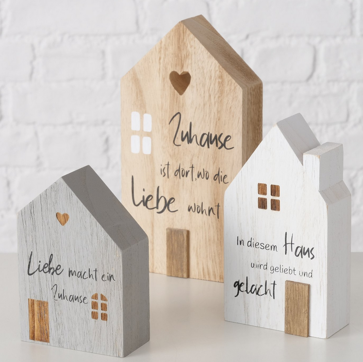 Dekoaufsteller "Mein Haus" 3tgl. Holz Shabby Optik