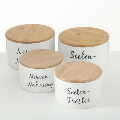 Vorratsdose Funny, 2er Set mit Spruch Holz / Keramik