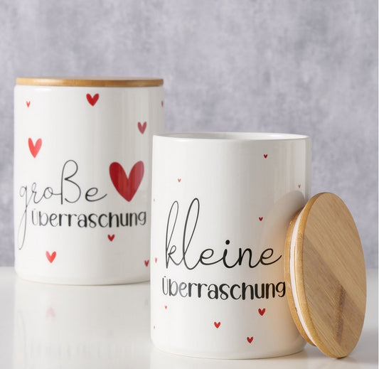 Vorratsdose Überraschung, 2tlg.,Set2 H16-18,8 cm D 11,8-14 cm Bambus