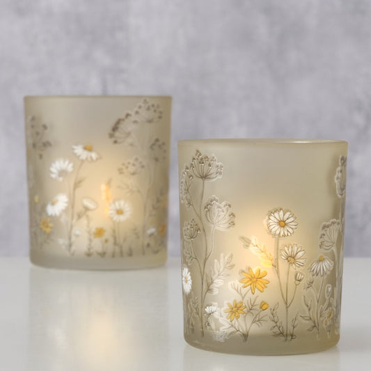 Windlicht "Meadow" 2 tlg. Blumenmuster