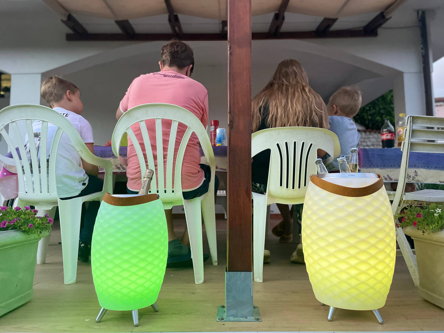 FlinQ Bali M - Lautsprecherlampe - Kabelloser Lautsprecher - Weinkühler