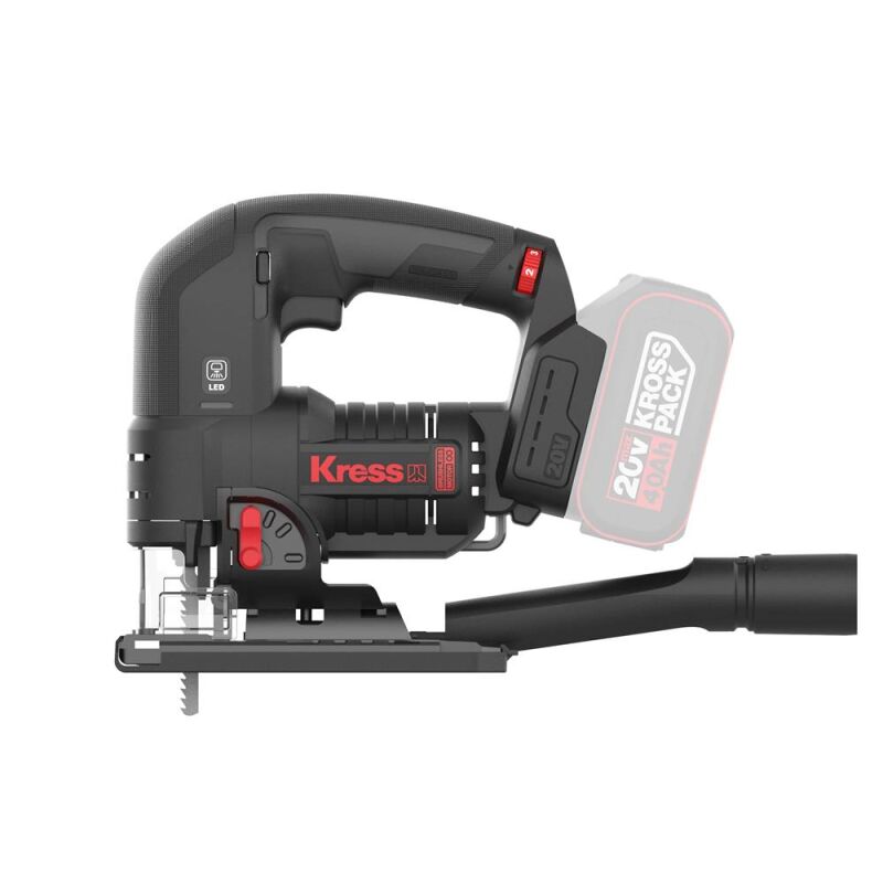 Kress 20V KUE26 Akku-Stichsäge 135 mm Set mit 2*4.0Ah, Ladegerät 6A, Stapelbox
