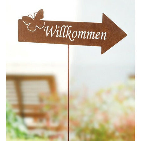 Rostdekoration Willkommen Gartentecker 